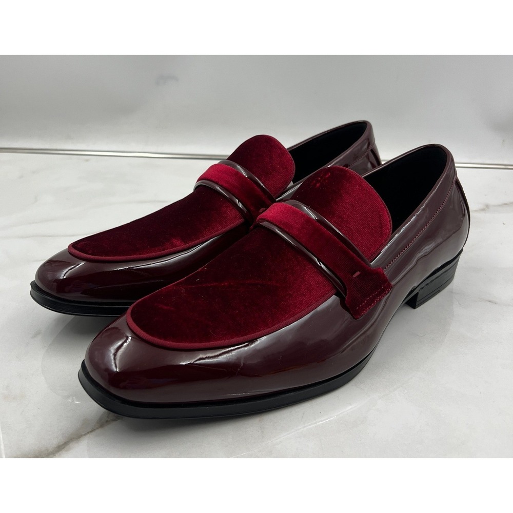 Stacy Adams Loafer Dress Shoes Men's Size 10 Burgundy Patent Velvet Memory Foam